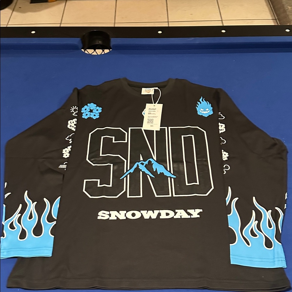 SNOWDAY hockey jersey Black and Blue Graphic Long Sleeve Shirt
